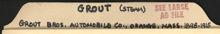 Grout Brothers Automobile Company, John Conde's File Folder