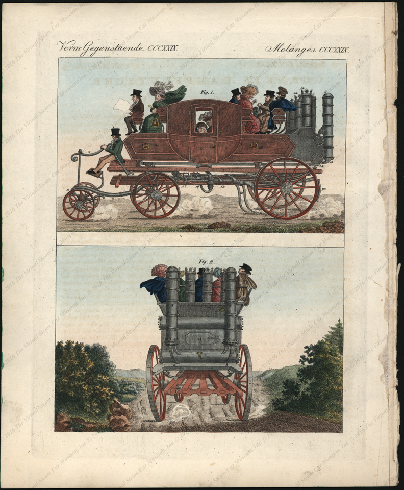 Goldsworthy Gurney Steam Carriage, BILDERBUCH, German & French, ca: 1829 - 1830