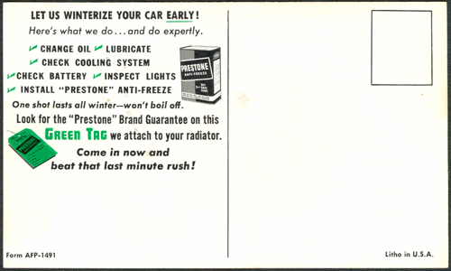 Prestone Antifreeze Steam Car Card