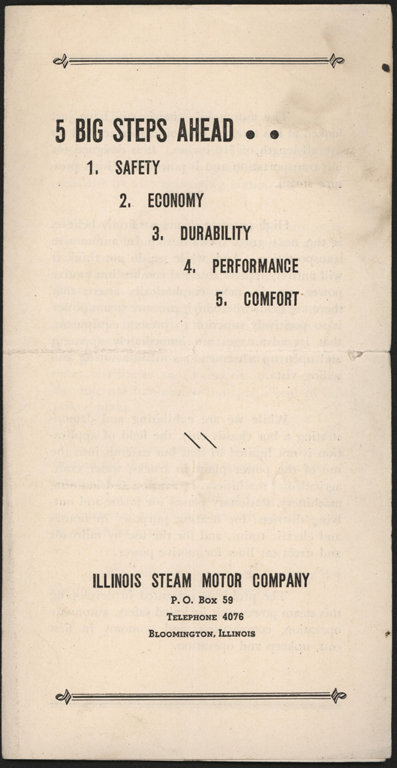 Illinois Steam Motor Company, Trade Catalogue, ca: 1925?