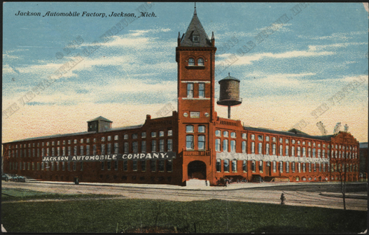 The Jackson Automobile Company factory, postcard, front