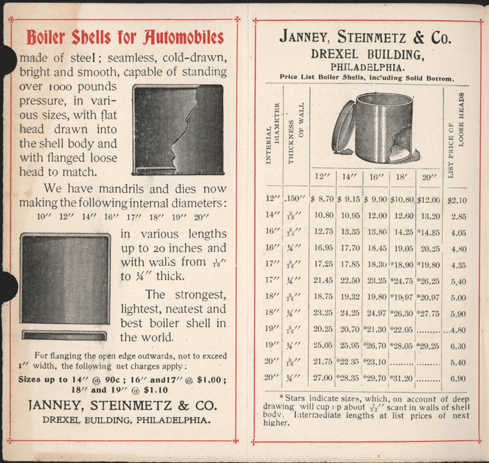 Janney, Steinmetz, & Company, 1901 Brochure, Steam Car Boilers, p. 3