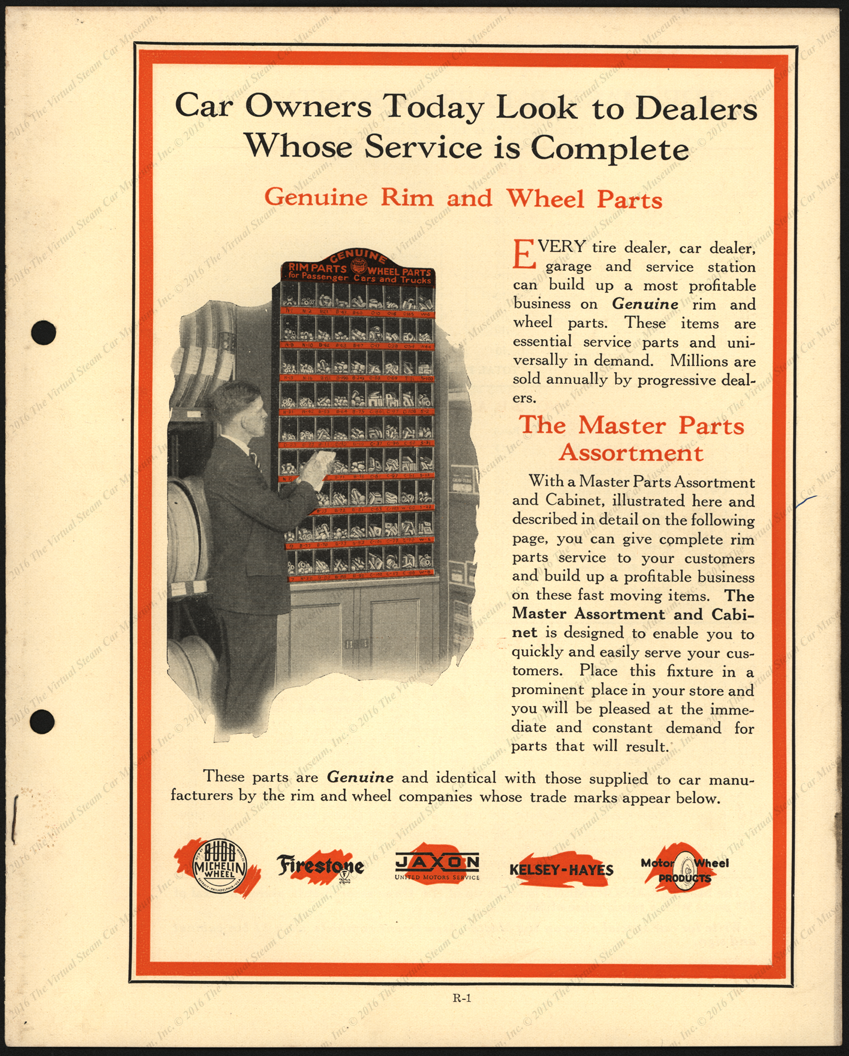 Jaxon Wheels Rims and Parts, United Motors Service Trade Catalogue, ca: 1925