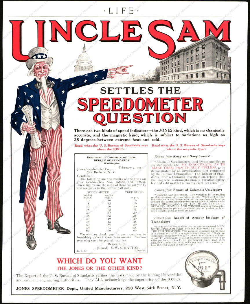 Jones Speedometer Company, Life Magazine, April 6, 1911, Magazine Advertisement