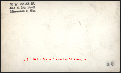 Keen Manufacturing Company, Madison, WI, ca. 1955, Keen Steamliner Card Reverse