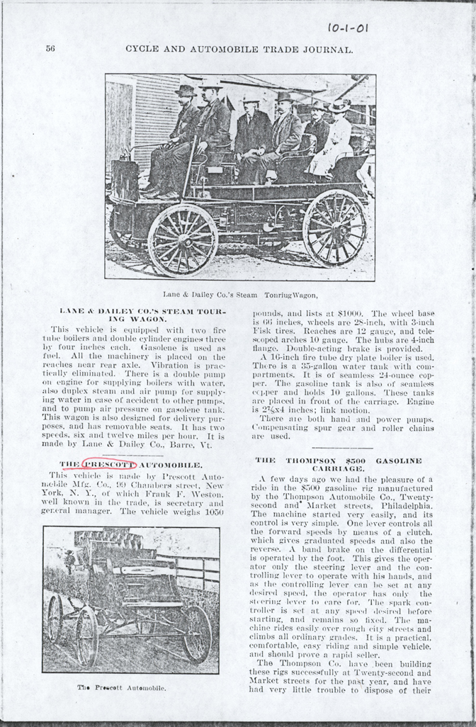 Lane and Dailey Company, October 1901, Cycle and Automobile Trade Journal, p. 56, Photocopy, Conde Collection.
