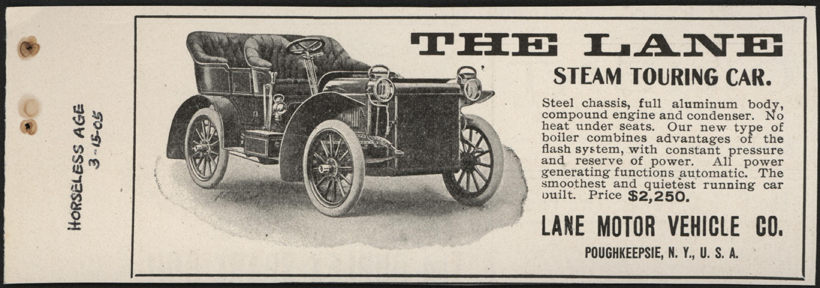 Lane Motor Vehicle Company, Magazine Advertisement, March 15, 1905, The Horseless Age, Conde Collcetion