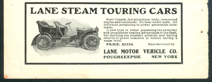 Lane Motor Vehicle Company, September 1905 Magazine Advertisement, Cycle and Automobile Trade Journal, John A. Conde Collection