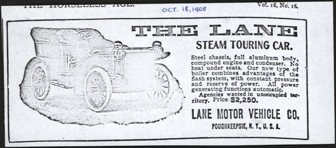 Lane Motor Vehicle Company Magazine Advertisement, Horseless Age, October 18, 1905, Photocopy, Conde Collection