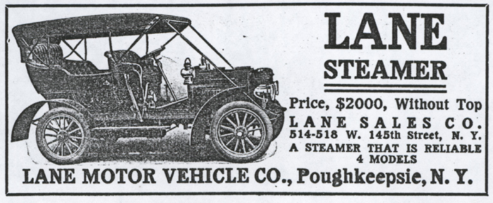 Lane Motor Vehicle Company Magazine Advertisement, Cycle and Automobile Trade Journal, August 1908, p. 215, photocopy, Conde Collection