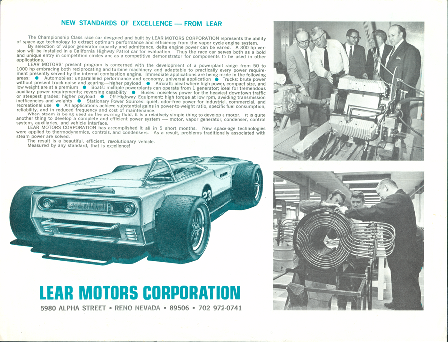 Lear Motors Corporation Brochure, Lear Vapordyne