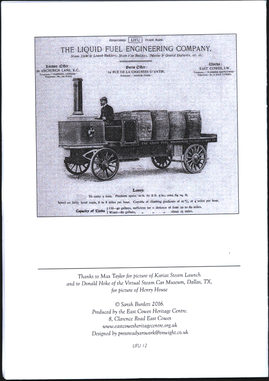 Liquid Fuel Engineering Company, LIFU, East Cowes, Isle of Wright, England, Heritage Booklet, VSCM Credit