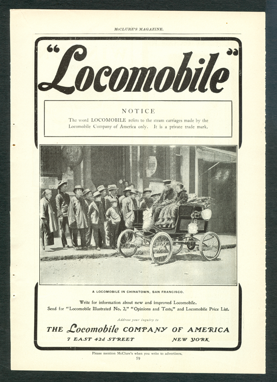 Locomobile Company of America, Magazine Advertisement, McClure's Magazine, September 1901, p. 59