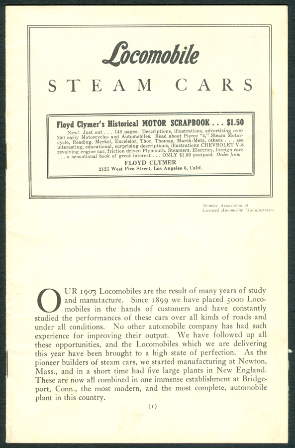 Locomobile Company of America, Floyd Clymer Reprint No. 1
