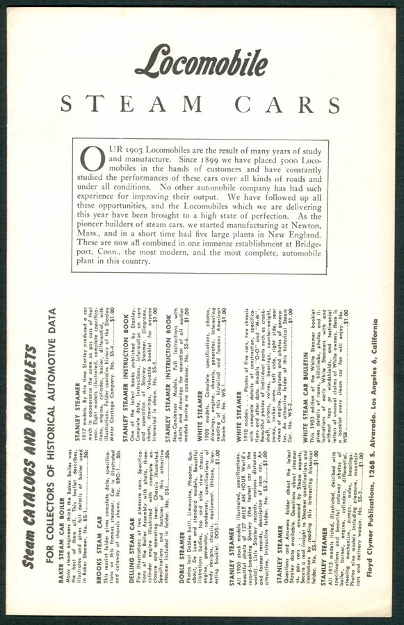 Locomobile Company of America, Floyd Clymer Reprint, No. 2, 1903.