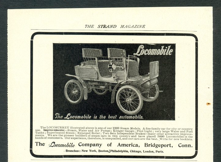 Locomobile Company of America, Magazine Advertisement, Steam Automobile, The Strand, 1903.