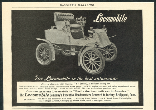 Locomobile Company of America, McClures' Magazine Advertisement, p. 57, spring 1903.