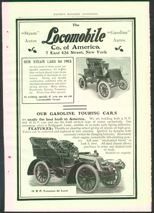 Locomobile Company of America, Harper's Magazine, June 1903, Advertisement.