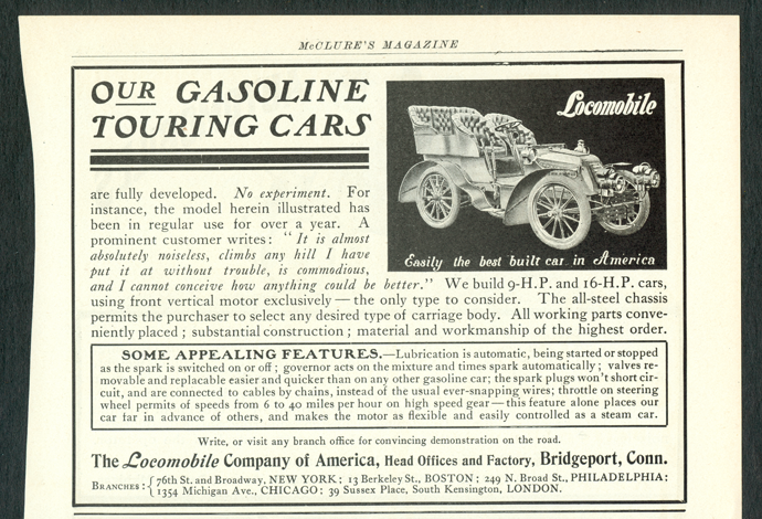 Locomobile Company of America, Magazine Advertisement, June 1903, Harper's Magazine