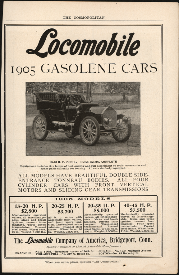 Locomobile Company of America, Cosmopolitan Magazine, 1905.