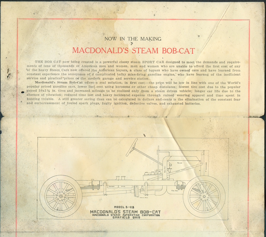 MacDonald Steam Automobive Corporation Brochure