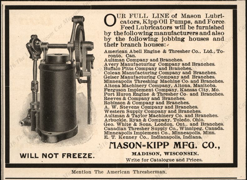 Madison-Kipp Manufacturing Company, Madison, WI, 1903 Magazine Advertisement, American Threasherman