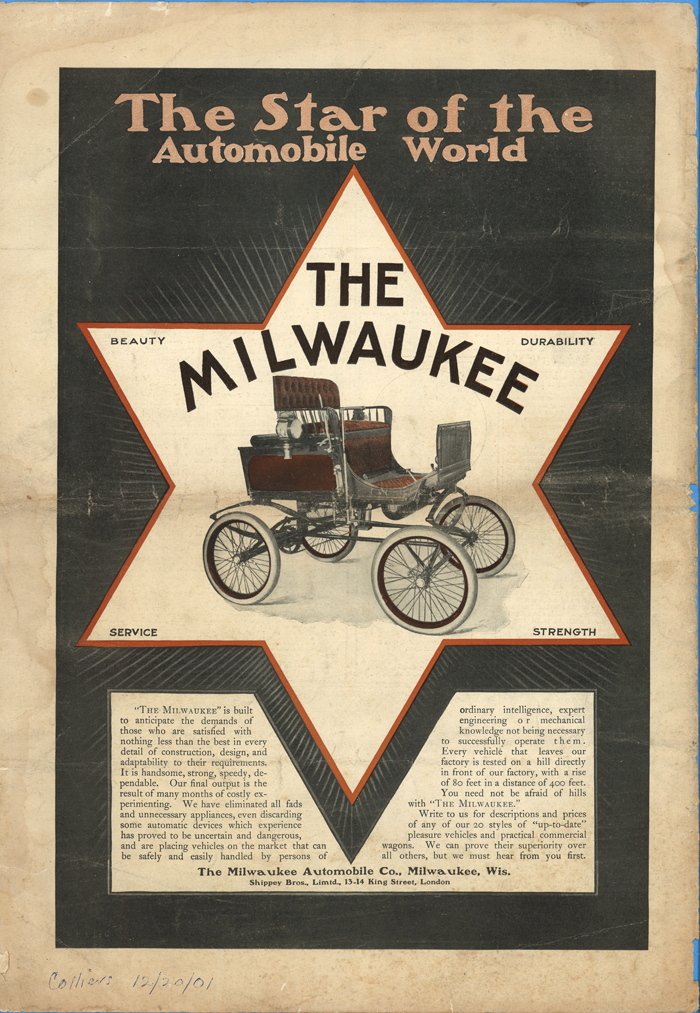 Milwaukee Automobile Company Magazine Advertisement, December 21, 1900, Colliers Magazine
