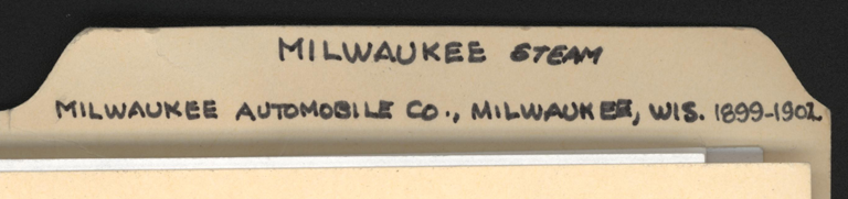 Milwaukee Automobile Company, John A. Conde File Folder, Conde Collection