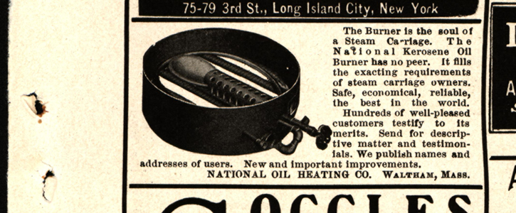 National Oil Heating Company,  April 1906, Cycle & Automobile Trade Journal Magazine Advertisement,  p,. 385.