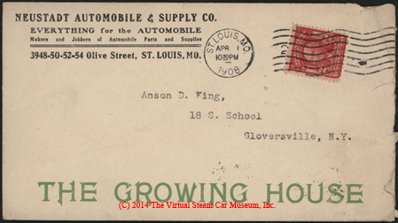 Neustadt Automobile & Supply Company, St. Louis, MO Advertising Cover, April 1, 1908