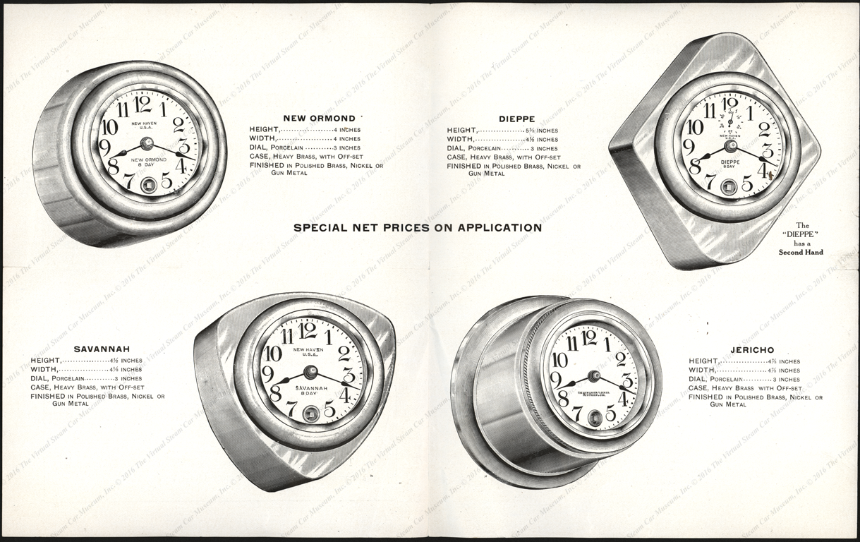 New Haven Clock Company Trade Catalogue, ca: 1915, Aftermarket Automobile Clocks