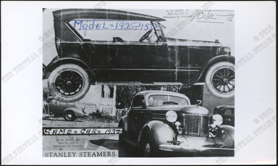 Harry McGee Photograph Montage of 1924 and 1937 Stanley Steam Cars, Front, Nichols Collection.