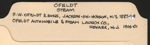 F. W. Olfeldt  Sons, John A. Conde's File Folder 