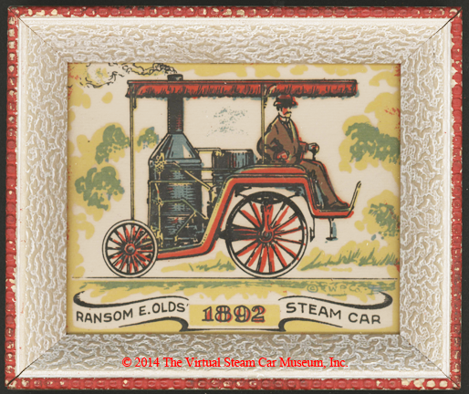 Ransom E. Olds Steam Car 1892.  Fanciful Drawing.