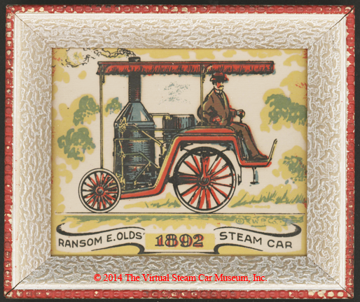 Ransom E. Olds Steam Car 1892. Fanciful Drawing.