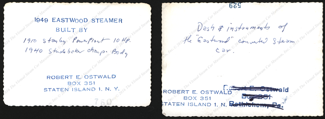 Robert E. Ostwald, Eastwood Steamer, 1939 Photographs, Reverse