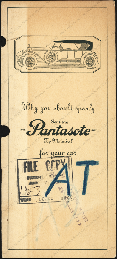 Pantasote Company, February 1923 Automobile Top Material Trade Catalogue