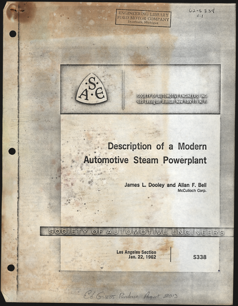 Description of a Modern Automotive Seam Power Plant, SAE Los Angeles, January 22, 1952  James L. Dooley and Allan F. Bell, McCulloch Corp.