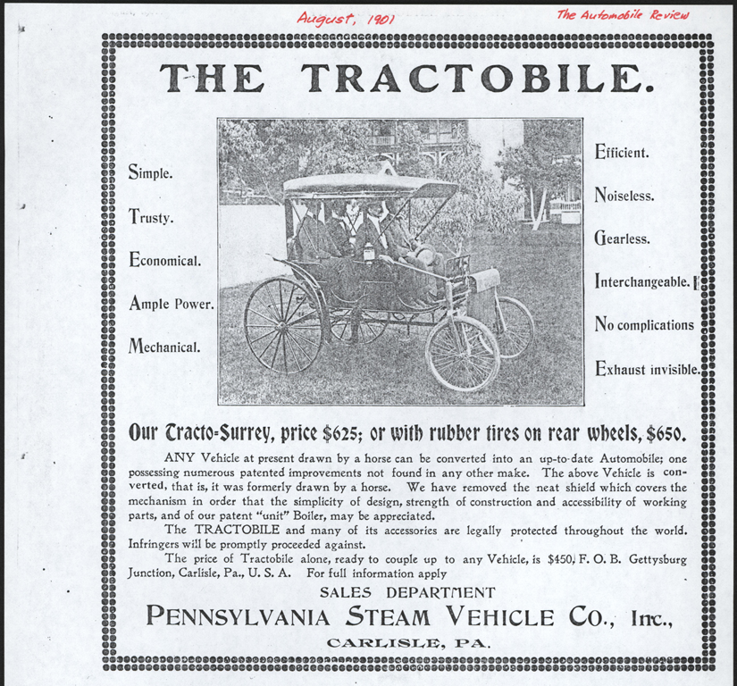 Pennsylvania Steam Vehicle Company, Carlisle, PA, August 1901, The Automobile Review, John A. Conde Collection.
