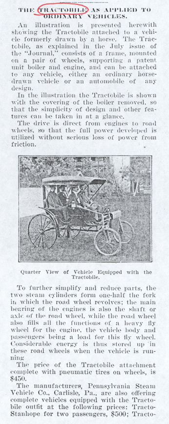 Pennsylvania Steam Vehicle Company, Carlisle, PA, September 1,1901, Cycle and Automobile Trade Journal, p. 18, John A. Conde Collection.
