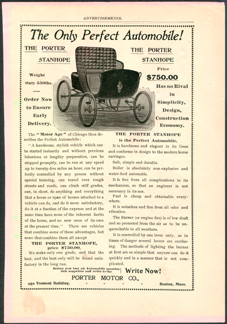 Porter Motor Company, June 1900, Unknown Magazine