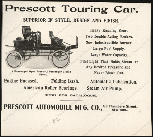 Prescott Automobile Manufcaturing Company, 1902, Magazine Advertisement, maybe Horseless Age