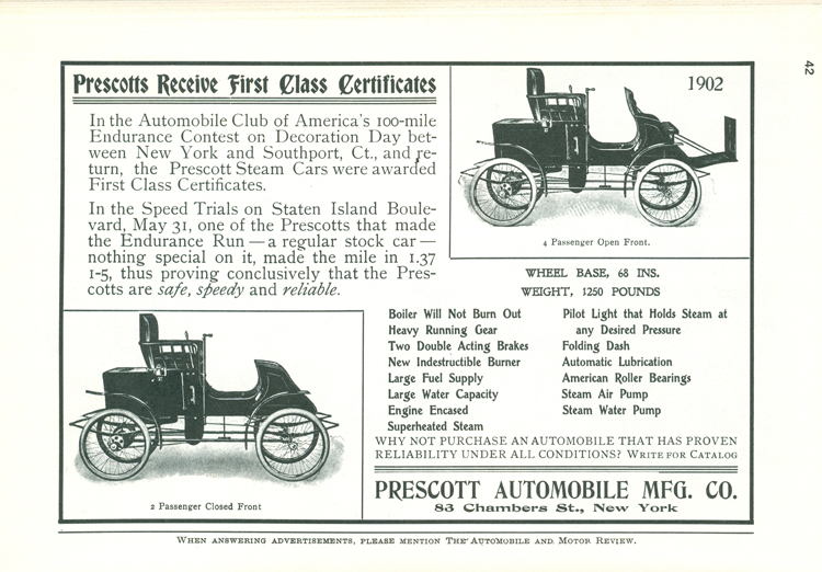 Prescott Automobile Manufacturing Co, Floyd Clymer p. 42