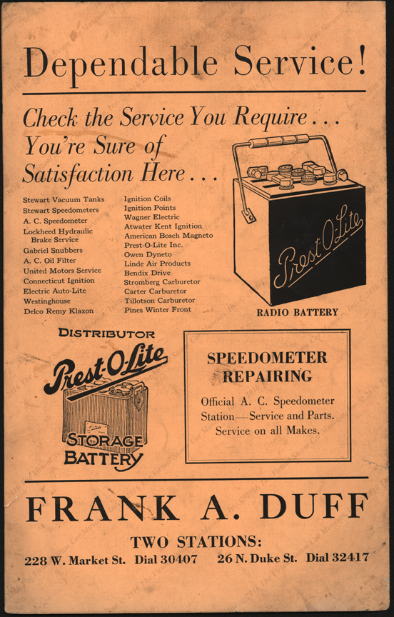 Prest-O-Lite Battery Catalogue with Stanley Mentioned, April 1, 1926