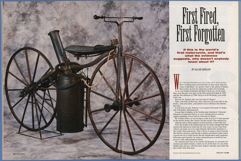 Roper Steam Wagon, Cycle World Magazine Article, February 1998