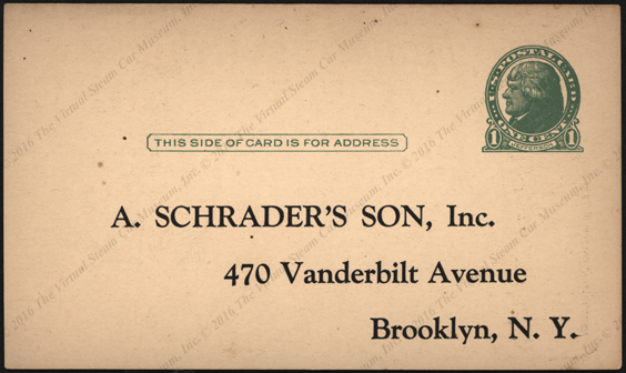 A. Schrader's Son, Inc. Advertising Post Card July 1926 Tire Pressure Gauges Reverse