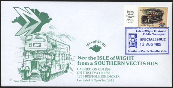 Darracq Serpollet Steam Bus 1909, August 12, 1983 First Day Cover Commemorative Stamp