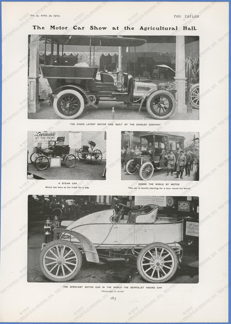 Serpollet Racing Car and Locomobile Military Car, The Tatler, April 30, 1902, p. 165