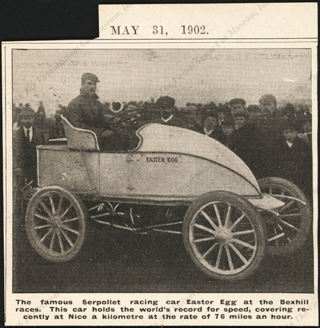 Serpollet Race Car, Bexhill Races, May 31, 1902, Illustrated M_____ Magazine.