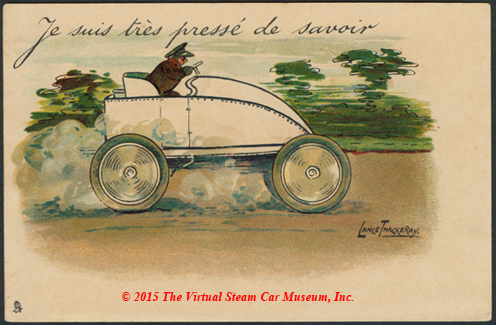 Serpollet Racing Car, Nice, France, ca: 1902, Artist Signed Postcard Lance Thackeray